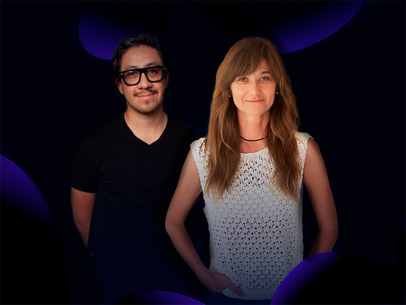 Emigdio González, director de IA, y Martha Kern, director creativa de Vibre Group, y DCE de Now.