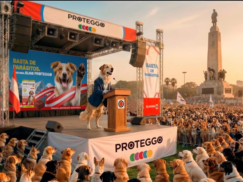 En el spot un perro habla en nombre de Proteggo.