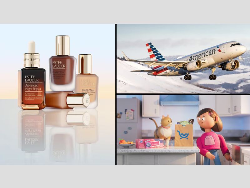 Estée Lauder, American Airlines y Kroger se encuentran entre las marcas que están revisando sus relaciones con las agencias. (Estée Lauder, American Airlines, Kroger, a través de una recopilación de Facebook/Ad Age)