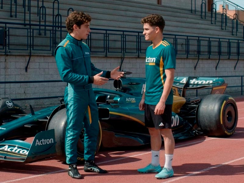 La campaña propone un cruce inesperado: Franco Colapinto entrenando la velocidad de Julián Álvarez.