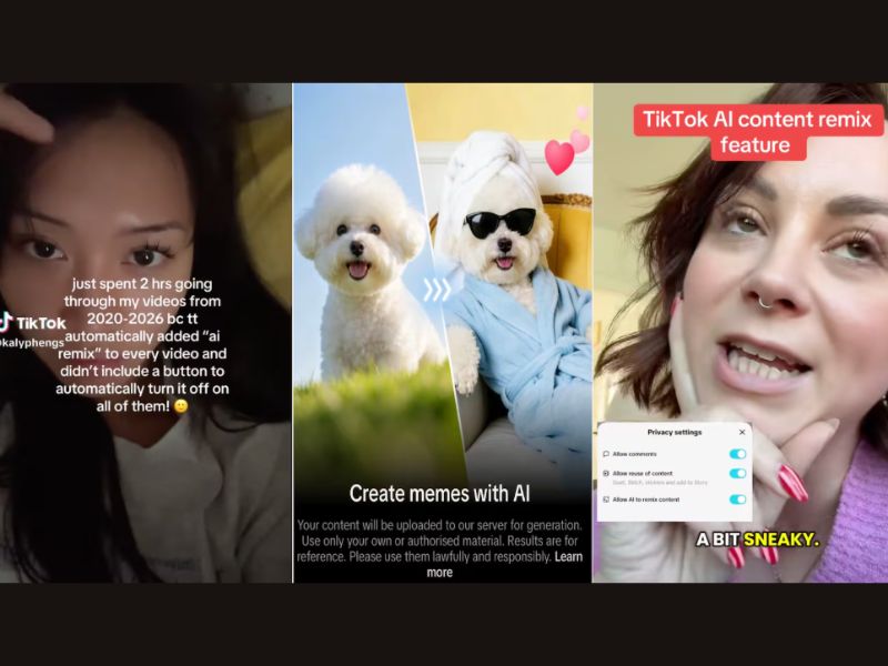 TikTok comenzó a probar discretamente su función "Meme Remixer" a principios de este mes, permitiendo a algunos usuarios estadounidenses editar fotogramas de los vídeos de los creadores mediante inteligencia artificial. (@kalypehngs, @jonahmanzano, @lana.k.social)