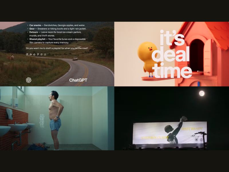 Los trabajos realizados para ChatGPT, Telstra, SBS y Random House ejemplifican las tendencias de los Premios a la Creatividad de este año (ChatGPT, Telstra, SBS, Random House).