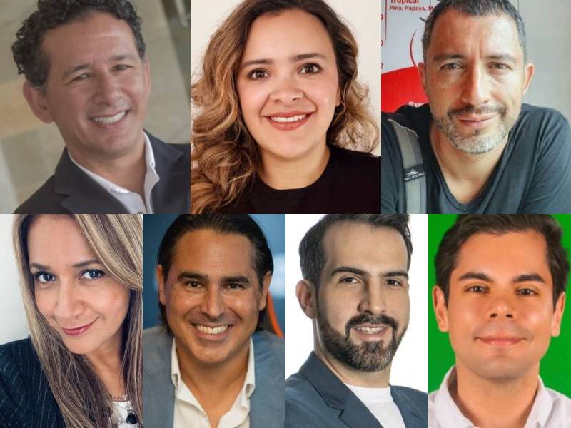 Arriba, Eduardo Córdoba (Grupo Unicomer), Patricia Hoyos (Kimberly Clark y Vladimir Noestel (Burger King); abajo, Sylvia Cortés (Banco Popular), Diego Foresi (Infinity Esports), Santiago Zeledón Rojas (Kraft Heinz) y Gabriel Ramírez (FIFCO).