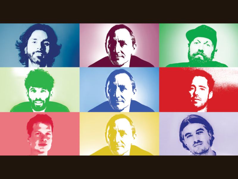 Las boutiques más prestigiosas del sector comparten un origen común. De izquierda a derecha, de arriba a abajo: Mo Said, Toby Treyer-Evans, Thom Glover; en el centro: David Droga; de derecha a abajo a arriba: Hannes Ciatti, John McKelvey, Laurie Howell. (Ilustración de Ad Age).