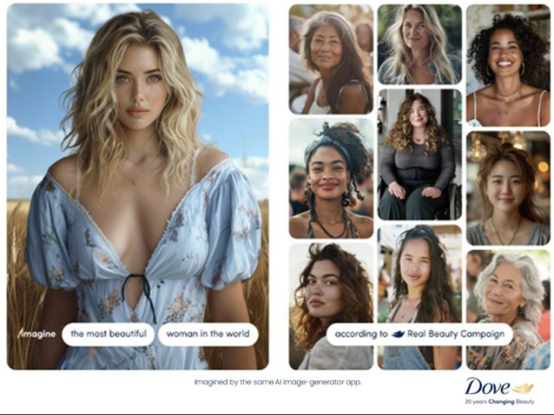 La campaña de Dove para diversificar la definición de belleza de la IA ganó un Gran Premio de Medios en Cannes en 2025. (Dove)