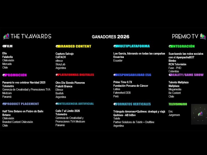 Los ganadores de The TV Awards 2026. 