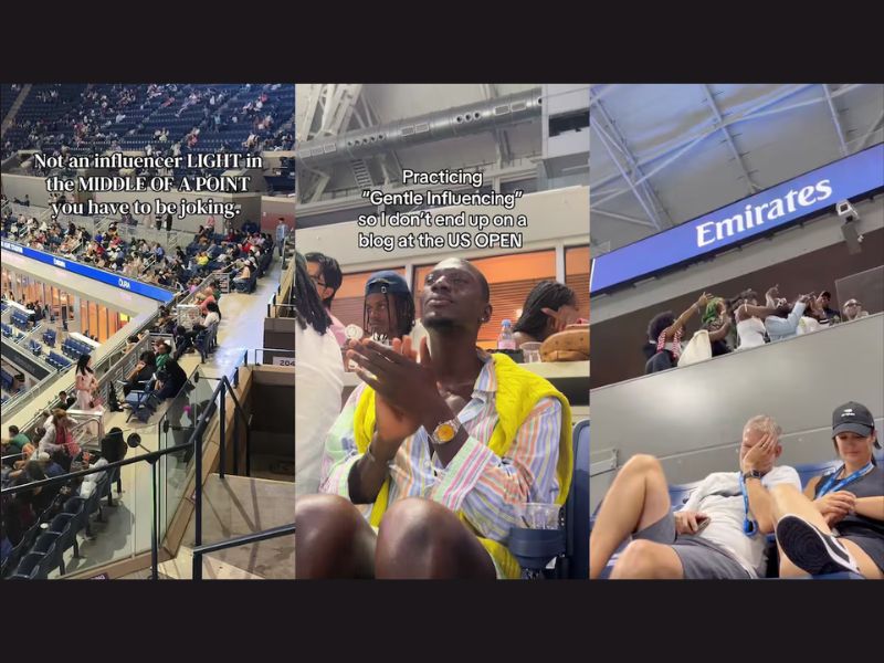 Internet no tardó en criticar duramente a los creadores de contenido por "arruinar" el US Open de este año. Sin embargo, según expertos en marketing de creadores, muchos de ellos asistieron con marcas que también tienen parte de la culpa. (@katticuspfinch, @fredriquewills, @michiganboy310)