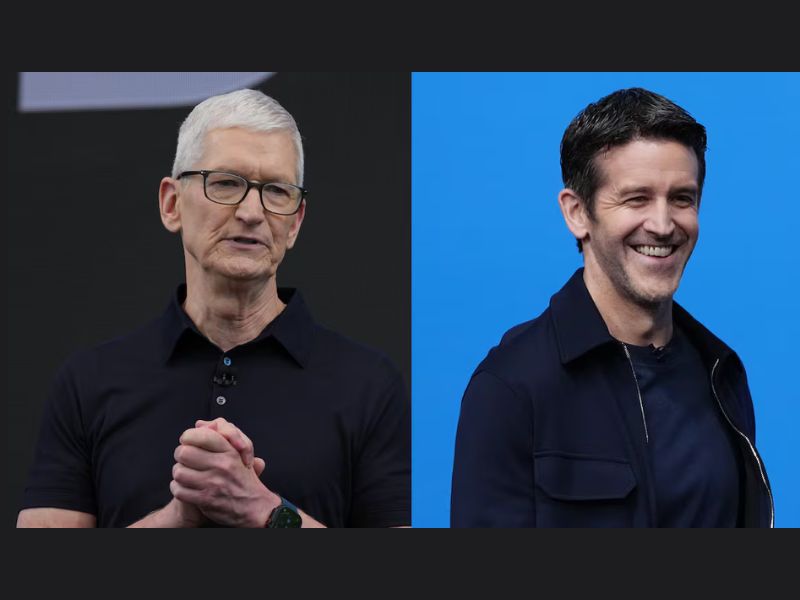 Tim Cook, a la izquierda, y John Ternus. (Bloomberg)