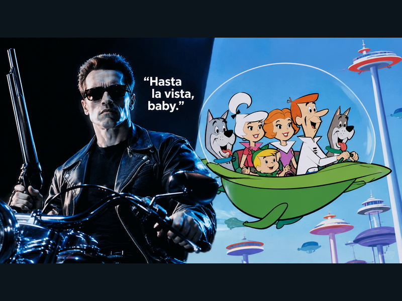 Terminator y Los Supersónicos, miradas diferentes sobre un futuro que ya es realidad en muchos aspectos.
